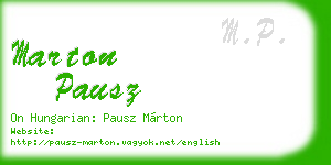 marton pausz business card
